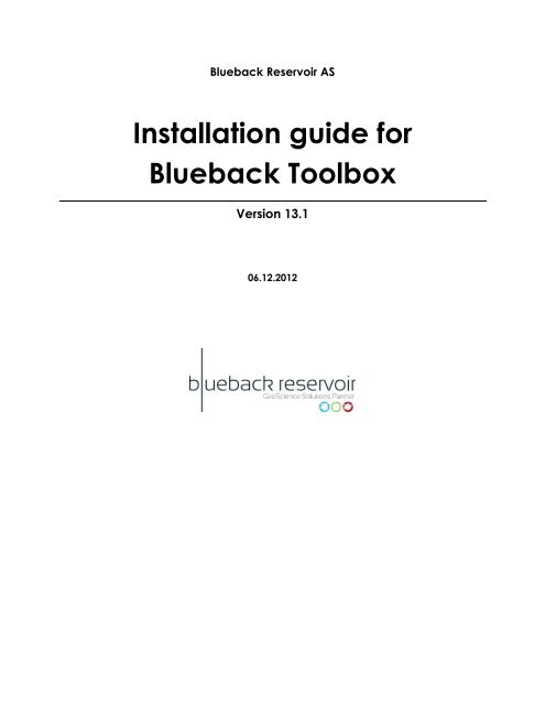 Installation guide for Blueback Toolbox - Ocean - Schlumberger