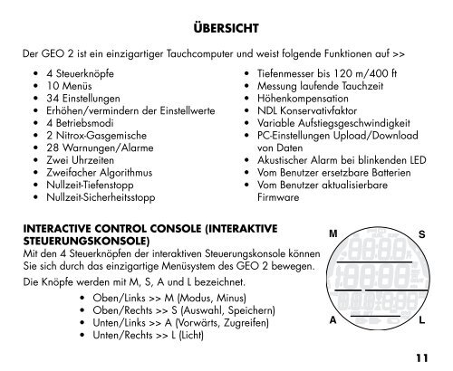 GEO 2.0 BEDIENUNGSHANDBUCH - Oceanic