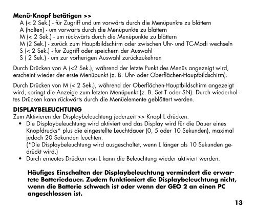 GEO 2.0 BEDIENUNGSHANDBUCH - Oceanic