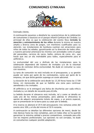 COMUNIONES GYMKANA