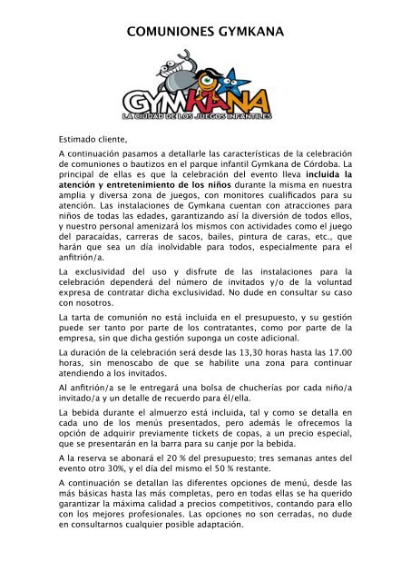 COMUNIONES GYMKANA