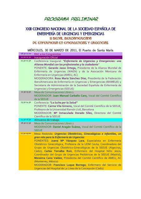 PROGRAMA PRELIMINAR - Enfermeria de Urgencias