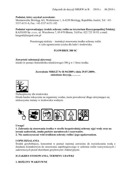 Etykieta stosowania Årodka Flowbrix 380 SC - ochronasadu.pl