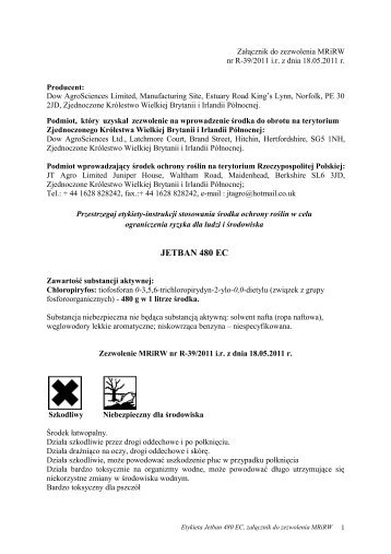Etykieta stosowania Årodka Jetban 480 EC - ochronasadu.pl