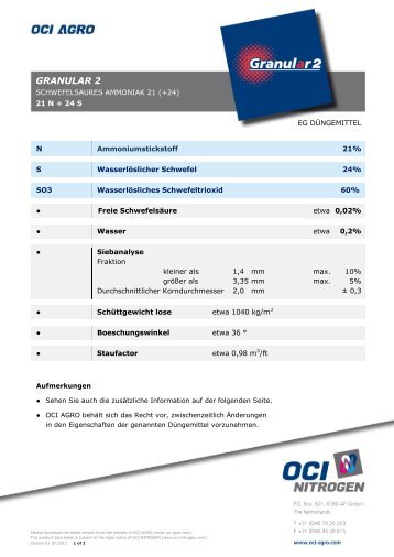 Granular 2 - Produkt Datenblatt - OCI Nitrogen