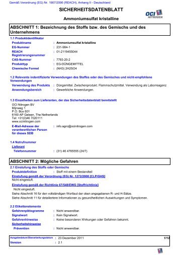 AS-Crystal - Sicherheitsdatenblatt - Deutschland - OCI Nitrogen