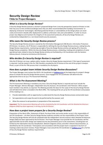 Security Design Review - FAQs for Project Managers