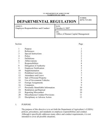 DR 4070-735-001, Employee Responsibilities and Conduct