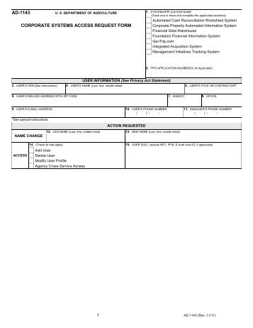 ad-1143 corporate systems access request form - Office of the Chief ...