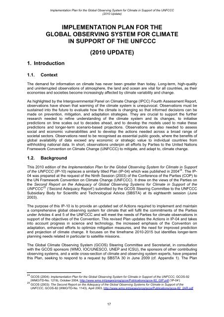 GCOS Implementation Plan - WMO