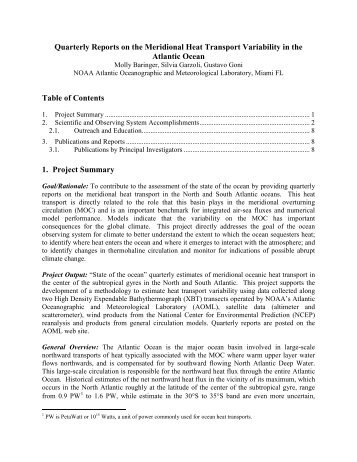 Quarterly Reports on the Meridional Heat Transport Variability in the ...