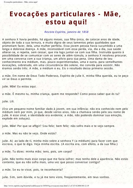 Revista Espírita - Primeiro Ano – 1858 - Portal do Espírito