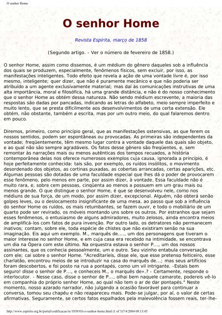 Revista Espírita - Primeiro Ano – 1858 - Portal do Espírito