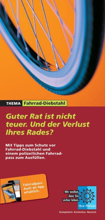 Fahrraddiebstahl - Tipps der Deutschen Polizei