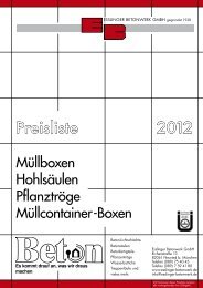 Preisliste Müllboxen, Hohlsäulen, Tröge - Esslinger Betonwerk GmbH