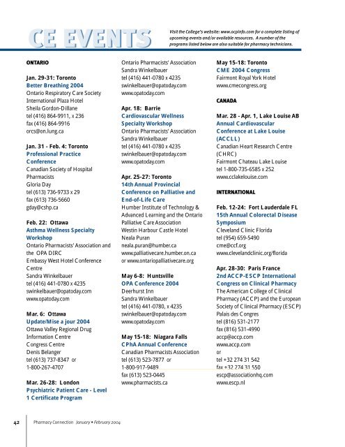 January/February 2004 - Ontario College of Pharmacists