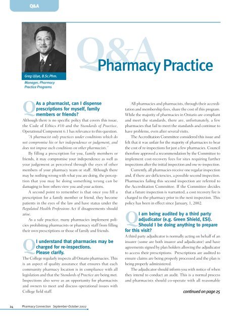 September/October 2002 - Ontario College of Pharmacists