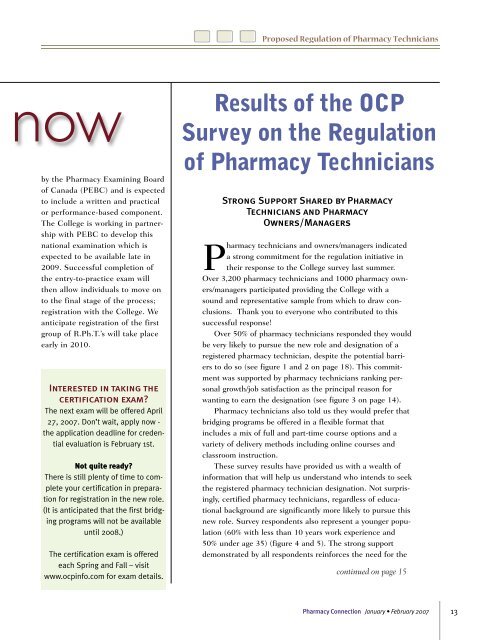 INSIDE: - Ontario College of Pharmacists