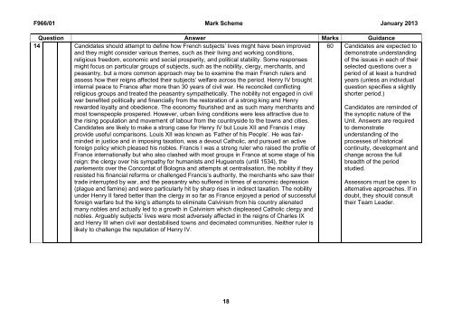 Mark scheme - Unit F966/01 - Historical themes - Option A - OCR