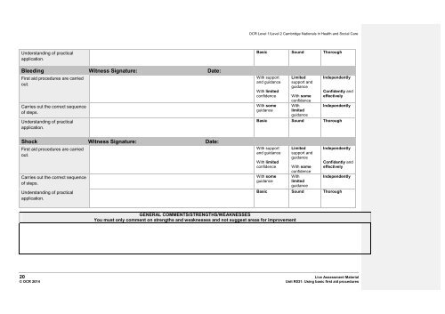 Unit R031 - Using basic first aid procedures - Model ... - OCR