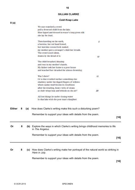 Higher - From September 2013 - Specimen - OCR