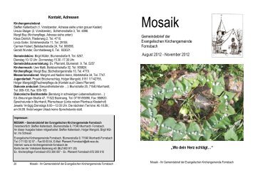 Mosaik der Gemeindebrief August 2012 - Evangelische ...