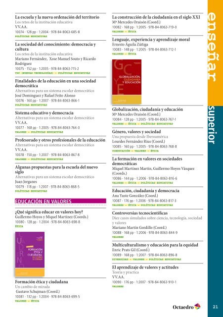 Catalugo educaciÃ³n - enero 2013 - Editorial Octaedro