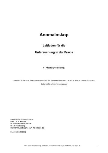 Anomaloskop. Leitfaden für die Untersuchung in der Praxis - Oculus