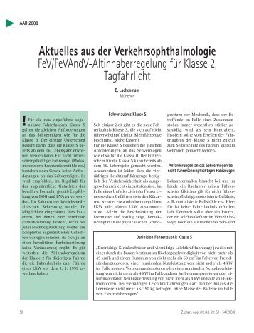 Aktuelles aus der Verkehrsophthalmologie FeV/FeVAndV ... - Oculus