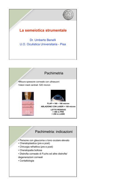 Esami strumentali - Clinica Oculistica Universitaria di Pisa