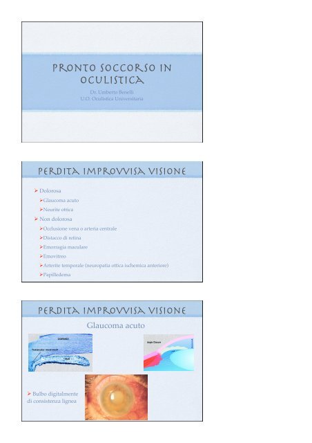 Pronto soccorso in oculistica - Clinica Oculistica Universitaria di Pisa