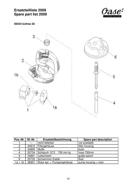 Ersatzteilliste 2009 Spare part list 2009 - Oase