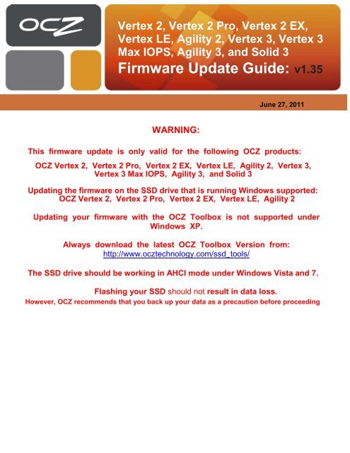 Firmware Update Guide: v1.35 - OCZ