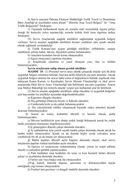 ÃdemiÅ Belediyesi Servis AraÃ§larÄ± Hizmet YÃ¶netmeliÄi