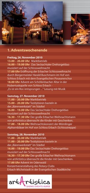 Programm Erbacher Schlossweihnacht - Odenwald