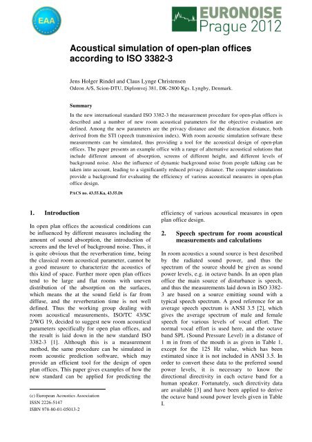 Odion Simulation Acoustical simulation of open-plan offices according to ISO ... - Odeon