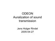 ODEON Auralization of sound transmission