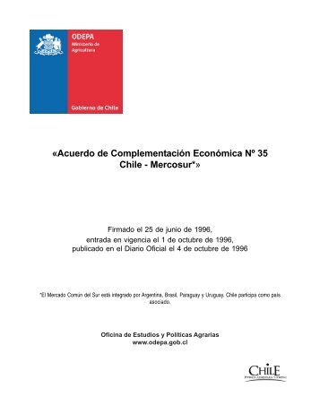 Â«Acuerdo de ComplementaciÃ³n EconÃ³mica NÂº 35 Chile ... - Odepa