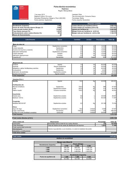 Ficha de espinaca RegiÃ³n Metropolitana 2013.pdf - Odepa