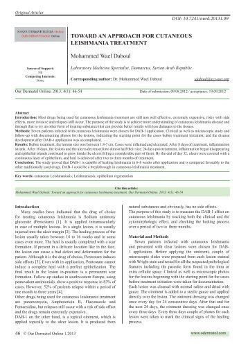 TOWARD AN APPROACH FOR CUTANEOUS LEISHMANIA ...