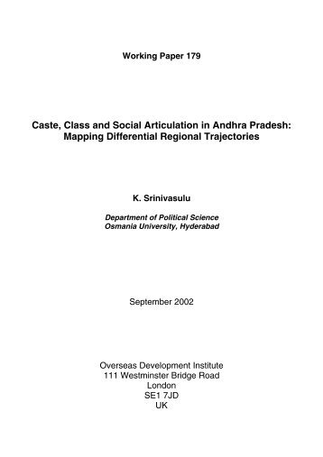 Caste, Class and Social Articulation - Overseas Development Institute