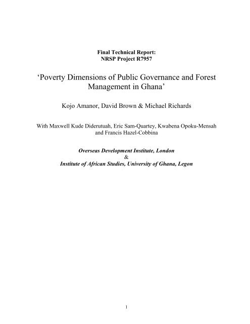Poverty Dimensions of Public Governance and Forest Management ...