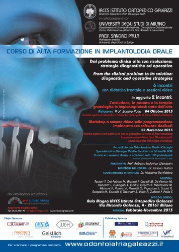 corso di alta formazione in implantologia orale - Odontoiatria ...