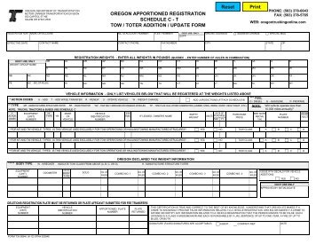 oregon apportioned registration schedule c - t tow / toter addition ...