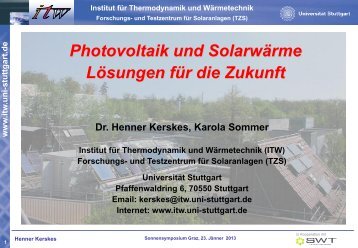 Dr. Henner Kerskes, Institut fÃ¼r Thermodynamik und WÃ¤rmetechnik an