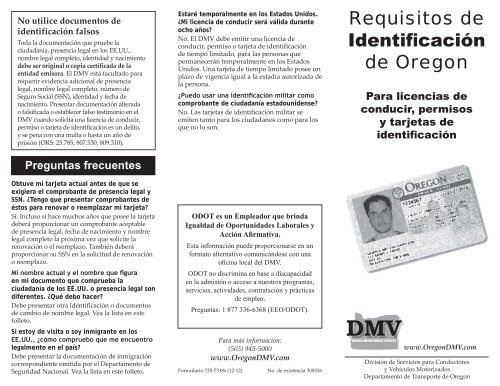 Requisitos de Identificación de Oregon