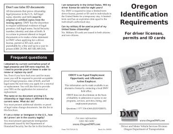 Oregon Identification Requirements - Oregon Department of ...