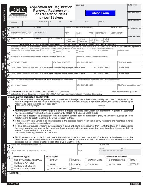 Application for Registration, Renewal, Replacement or Transfer of ...