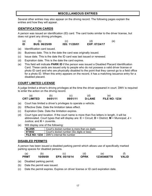 Guide to Oregon Driving Records - Oregon Department of ...