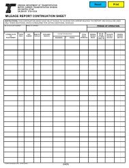 mileage report continuation sheet - Oregon Department of ...